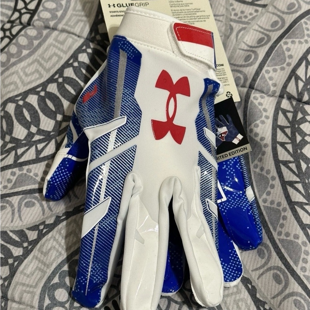 Under Armour Blue White Red Limited Edition Football Gloves